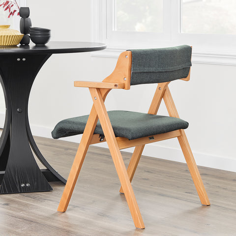 SoBuy FST98-SG Taittuva Ruokapöydän Tuoli Puusta – Pehmustettu, Tilaa Säästävä ja Mukava Keittiöön, Olohuoneeseen tai Terassille, Tummanharmaa