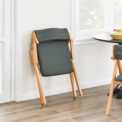 SoBuy FST98-SG Taittuva Ruokapöydän Tuoli Puusta – Pehmustettu, Tilaa Säästävä ja Mukava Keittiöön, Olohuoneeseen tai Terassille, Tummanharmaa