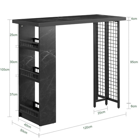 Sobuy baarilaud kõrge tabel 3 riiulid FWT100-SCH
