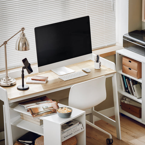 Sobuy arvutilaud puitkiust ja kiibplaadi valge FWT41-I