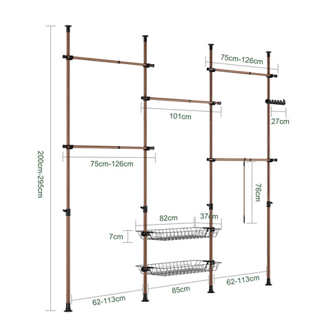 Sobuy garderoobikomplekt metall ja polüpropüleenist plastist pruun KLS04-BB