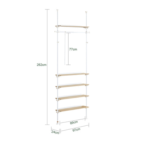 SoBuy Vaateripustin Vaateteline hyllyillä KLS15-WN