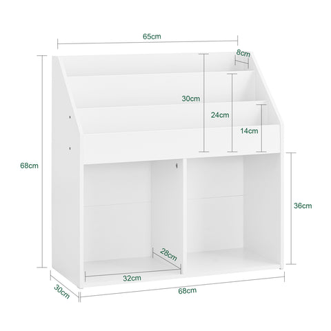 Sobuy lasteraamatukapi puidukiust ruudukujuline valge KMB01-W