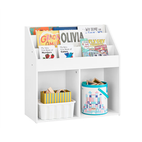 Sobuy lasteraamatukapi puidukiust ruudukujuline valge KMB01-W