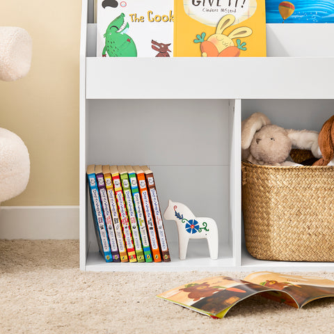 Sobuy lasteraamatukapi puidukiust ruudukujuline valge KMB01-W