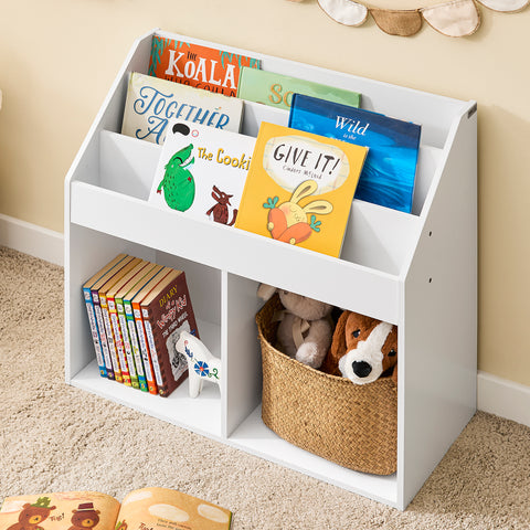 Sobuy lasteraamatukapi puidukiust ruudukujuline valge KMB01-W