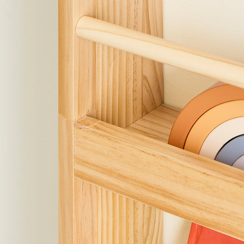 SoBuy KMB08-K-N Lasten Kirjahylly – 4-tasoinen Säilytyshylly Kirjoille ja Leluille, Luonnonväri, 60×12×80 cm