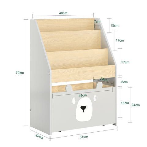 SoBuy Lasten kirjahylly Lelulaatikot Lasten hylly Säilytysteline KMB104-HG