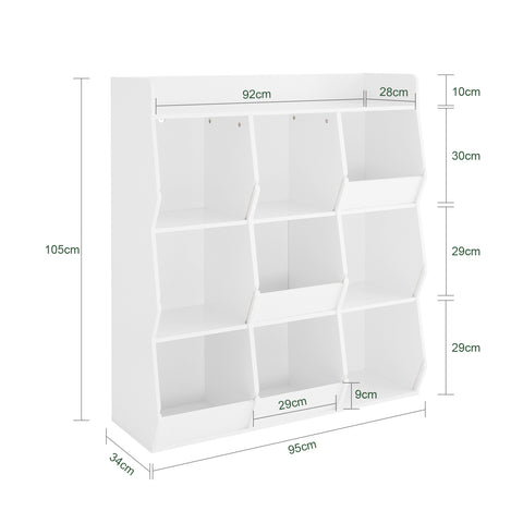 SoBuy KMB120-W Lasten Kirjahylly Lelujen Säilytyshylly 9 Lokerolla – Valkoinen 95x34x105 cm