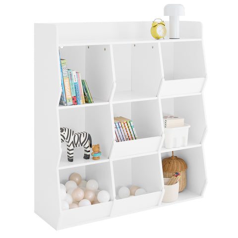 SoBuy KMB120-W Lasten Kirjahylly Lelujen Säilytyshylly 9 Lokerolla – Valkoinen 95x34x105 cm