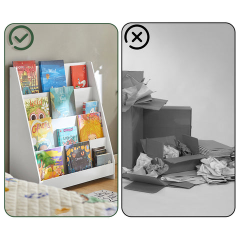 Sobuy lasteraamatukapi puidukiudu ruut valge kmb32-w