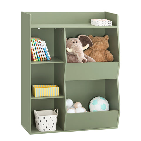 SoBuy KMB55-K-GR Lasten kirjahylly Lelujen säilytyshylly 5 lokerolla Säilytyskaluste Leluhylly Kirjahylly Lehtiteline Vihreä 80x34x104 cm