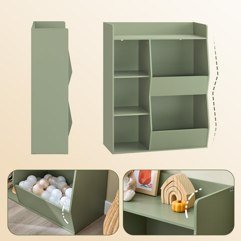 SoBuy KMB55-K-GR Lasten kirjahylly Lelujen säilytyshylly 5 lokerolla Säilytyskaluste Leluhylly Kirjahylly Lehtiteline Vihreä 80x34x104 cm