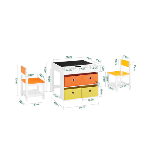 Sobuy 3-osaline lastelaud ja tooli komplekt KMB75-W