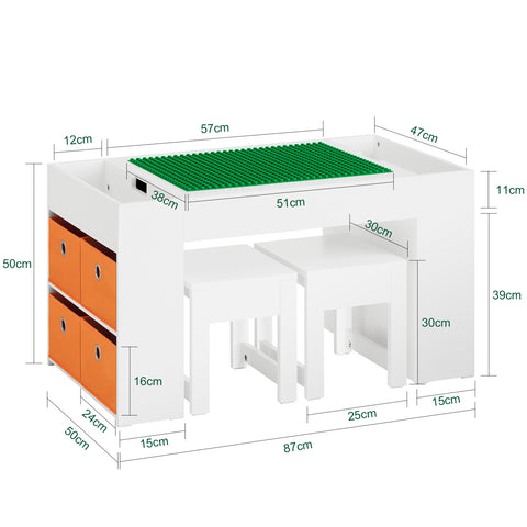 Sobuy 3-osaline lastelaud ja tooli komplekt KMB75-W