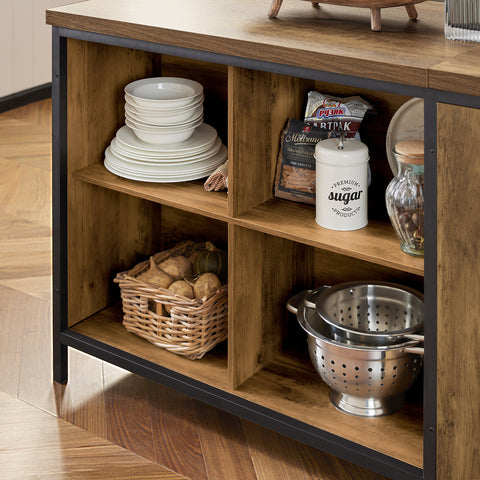 Sobuy köögisaare metalli- ja puitkiudude laud pruun knl01-f