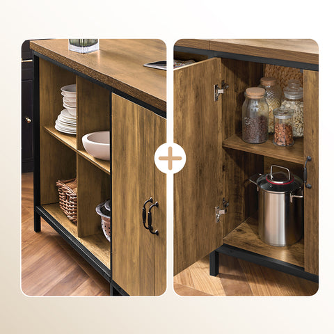 Sobuy köögisaare metalli- ja puitkiudude laud pruun knl01-f