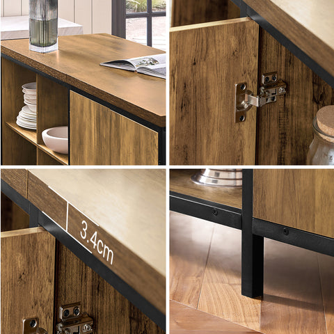 Sobuy köögisaare metalli- ja puitkiudude laud pruun knl01-f