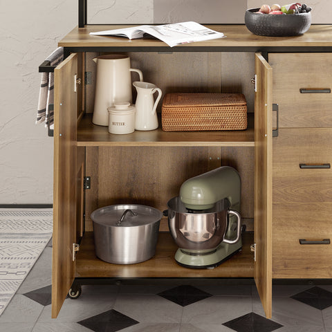 Sobuy köögisaar rataste metalli ja kiibplaadiga beež knl02-pf