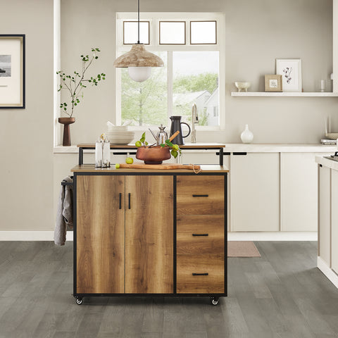 Sobuy köögisaar rataste metalli ja kiibplaadiga beež knl02-pf