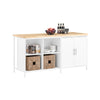 SoBuy KNL09-WN Keittiösaareke Kuminpuisella Työtasolla – 170 × 60 × 89 cm, 145 kg, Valkoinen