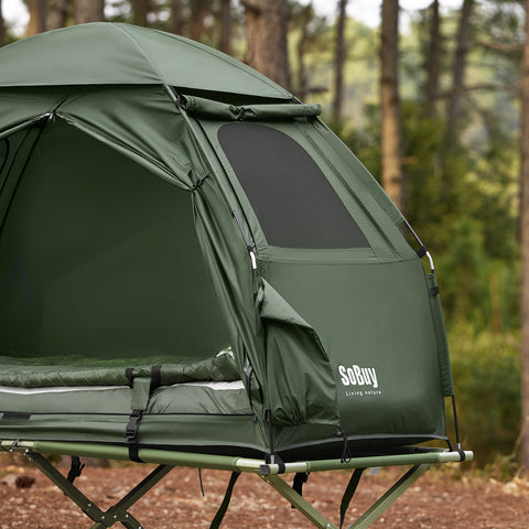 SoBuy 7-in-1 Teltta 1 Hengelle – Retkiteltta | 193x86x160cm Vihreä OGS32-GR