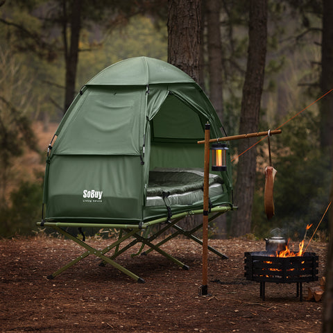 SoBuy 7-in-1 Teltta 1 Hengelle – Retkiteltta | 193x86x160cm Vihreä OGS32-GR