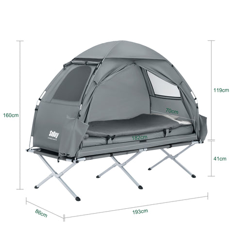 SoBuy 7-in-1 Teltta 1 Hengelle – Retkiteltta | 193x86x160cm Harmaa OGS32-HG