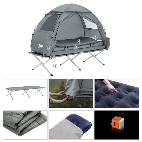 SoBuy 7-in-1 Teltta 1 Hengelle – Retkiteltta | 193x86x160cm Harmaa OGS32-HG