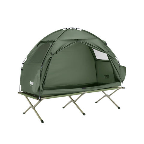 SoBuy Teltta 1 Hengelle – Säilytystaskuilla ja Lamppukoukulla, 2-in-1 Kevyt retkiteltta | 193x86x160cm Vihreä OGS32-II-GR