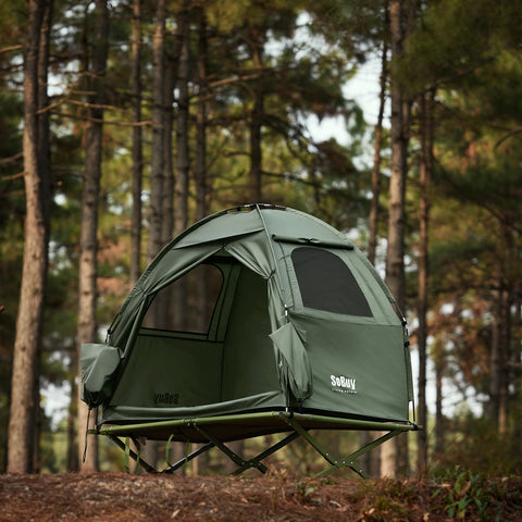 SoBuy Teltta 1 Hengelle – Säilytystaskuilla ja Lamppukoukulla, 2-in-1 Kevyt retkiteltta | 193x86x160cm Vihreä OGS32-II-GR