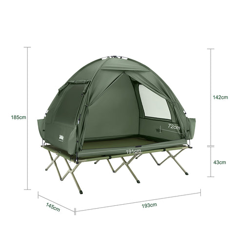 SoBuy Teltta 2 Hengelle - Ja Kenttäsänky, 2-in-1 Retkiteltta | 193x145x185cm Vihreä OGS32-II-L-GR