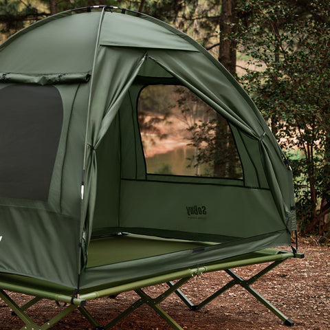 SoBuy Teltta 2 Hengelle - Ja Kenttäsänky, 2-in-1 Retkiteltta | 193x145x185cm Vihreä OGS32-II-L-GR