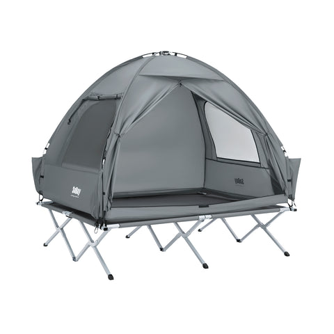SoBuy Teltta 2 Hengelle - Ja Kenttäsänky, 2-in-1 Retkiteltta | 193x145x185cm Harmaa OGS32-II-L-HG