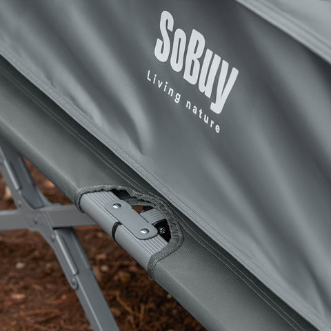 SoBuy Teltta 2 Hengelle - Ja Kenttäsänky, 2-in-1 Retkiteltta | 193x145x185cm Harmaa OGS32-II-L-HG