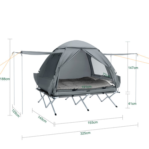 SoBuy 7-in-1 Teltta 2 Hengelle – Retkiteltta | 193x145x185cm Harmaa OGS32-L-HG