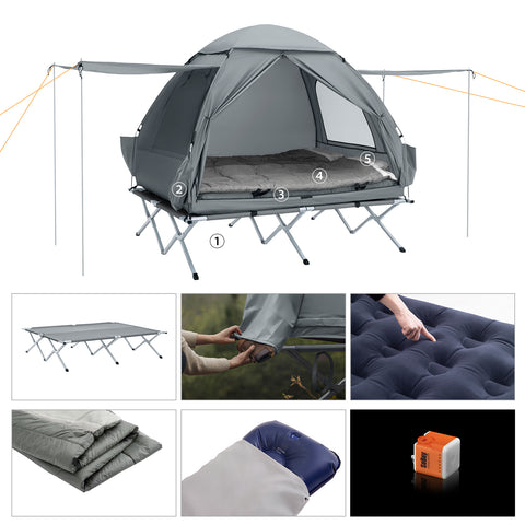 SoBuy 7-in-1 Teltta 2 Hengelle – Retkiteltta | 193x145x185cm Harmaa OGS32-L-HG