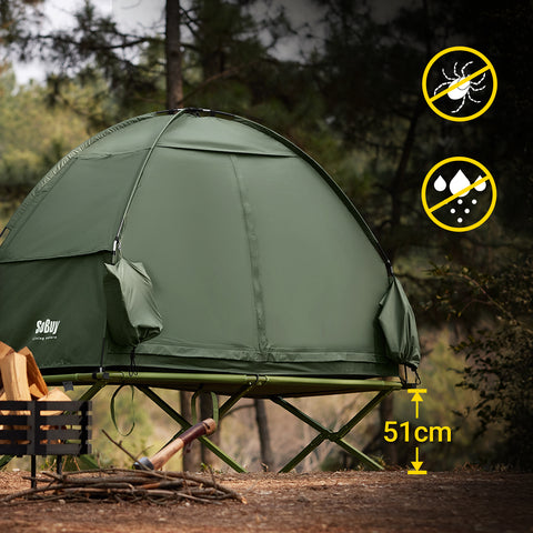 SoBuy Teltta 1 Hengelle – Säilytystaskuilla ja Lamppukoukulla, 2-in-1 Kevyt retkiteltta | 193x86x160cm Vihreä OGS32-II-GR
