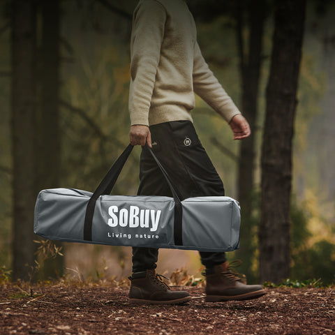 SoBuy Teltta 1 Hengelle – Säilytystaskuilla ja Lamppukoukulla, 2-in-1 Kevyt retkiteltta | 193x86x160cm Harmaa OGS32-II-HG