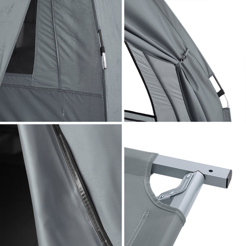 SoBuy Teltta 1 Hengelle – Säilytystaskuilla ja Lamppukoukulla, 2-in-1 Kevyt retkiteltta | 193x86x160cm Harmaa OGS32-II-HG