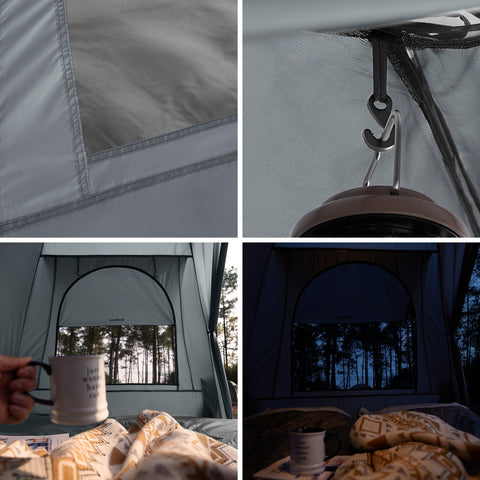 SoBuy Teltta 2 Hengelle - Ja Kenttäsänky, 2-in-1 Retkiteltta | 193x145x185cm Harmaa OGS32-II-L-HG