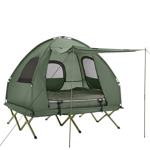 SoBuy 4-in-1 Teltta katoksella 2 Hengelle – Retkiteltta | 193x145x185cm Vihreä OGS61-L-GR