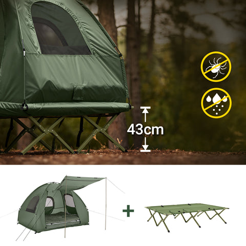 SoBuy 4-in-1 Teltta katoksella 2 Hengelle – Retkiteltta | 193x145x185cm Vihreä OGS61-L-GR