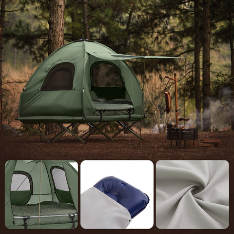 SoBuy 4-in-1 Teltta katoksella 2 Hengelle – Retkiteltta | 193x145x185cm Vihreä OGS61-L-GR