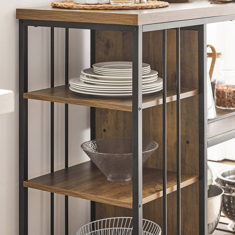 Sobuy Serving Trolley 3 riiuli- ja puidukiust lehtpruun SVW18-F