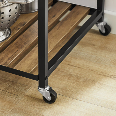 Sobuy Serving Trolley 3 riiuli- ja puidukiust lehtpruun SVW18-F