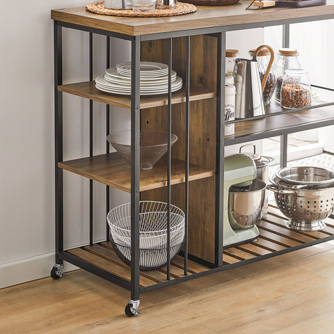 Sobuy Serving Trolley 3 riiuli- ja puidukiust lehtpruun SVW18-F