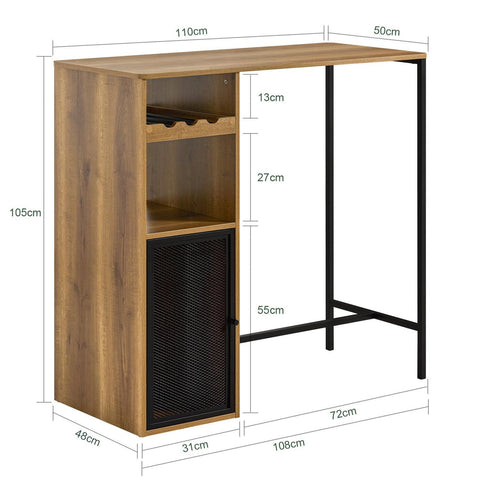 Sobuy baarilaualaualaud ja metallpruun FWT97-PF