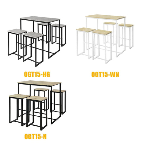 Sobuy söögirühm 4 inimesele metalli ja puitkiudude laud hall OGT15-HG