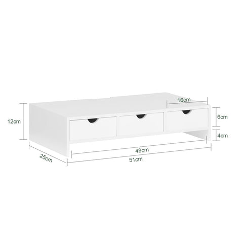 Sobuy Display Stock 3 kastid puidust kiudlauavalge BBF03-W